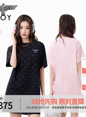 【沁粉佳人】BOYLONDON春夏女款T恤裙满印潮牌直筒连衣裙W17906