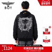 BOYLONDON冬季 棉服男女同款 高街银线绣花休闲保暖外套N29010