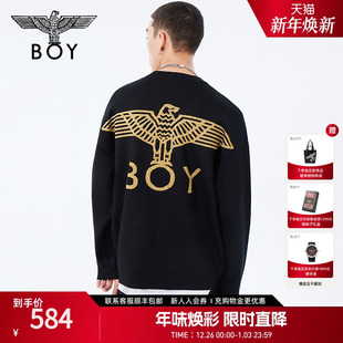 潮流金鹰宽松长袖 套头毛衣春季 上衣N60907 针织衫 BOYLONDON男士