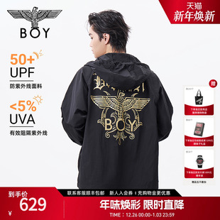 BOYLONDON新款 潮牌印花宽松防晒连帽外套夹克N23803 男女同款