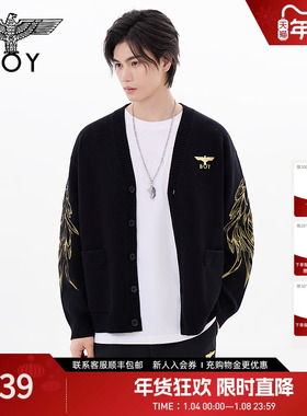 【天使之翼】BOYLONDON开衫针织衫男春情侣款潮牌毛衣外套N64903