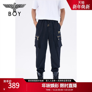 金属烫金黑色高街朋克运动休闲裤 长裤 N34001 情侣款 BOYLONDON春季