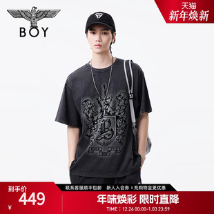 春夏情侣款 BOYLONDON25新款 植绒朋克水洗T恤N01139 失落之地