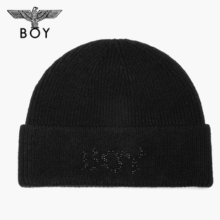 BOYLONDON2025年冬新款 潮牌烫钻帽子防风保暖针织毛线帽N90049