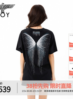 【流苏蝴蝶】BOYLONDON唯美蝴蝶印花2026年春夏女短袖T恤N01920