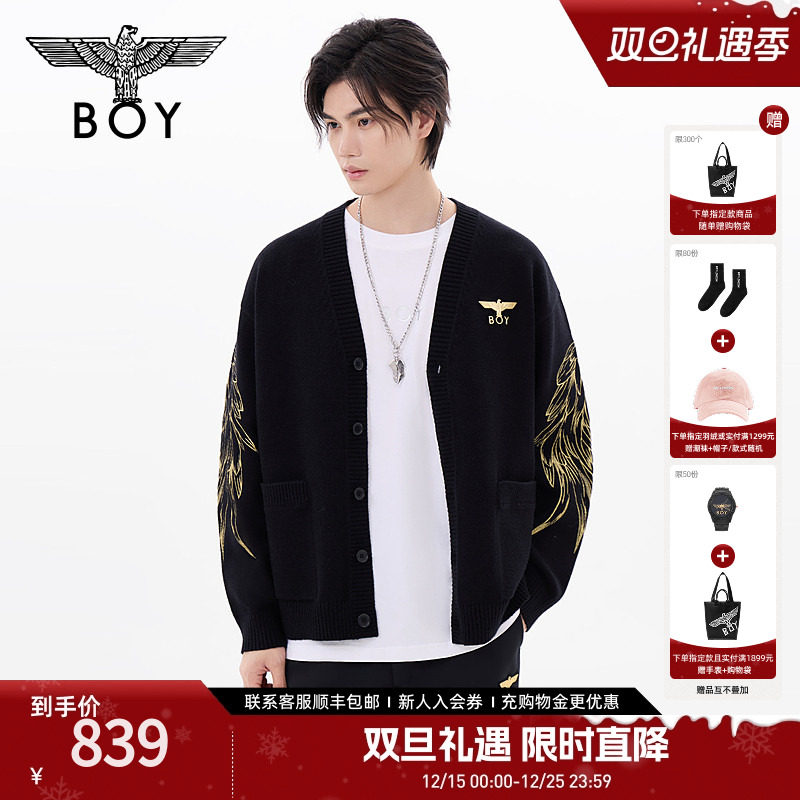 【天使之翼】BOYLONDON开衫针织衫男春情侣款潮牌毛衣外套N64903