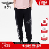 老鹰烫钻印花休闲百搭束脚长裤 BOYLONDON春男女同款 卫裤 N15039