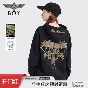 【武士御弓】BOYLONDON秋冬男女同款黑金潮牌连帽套头卫衣N04001