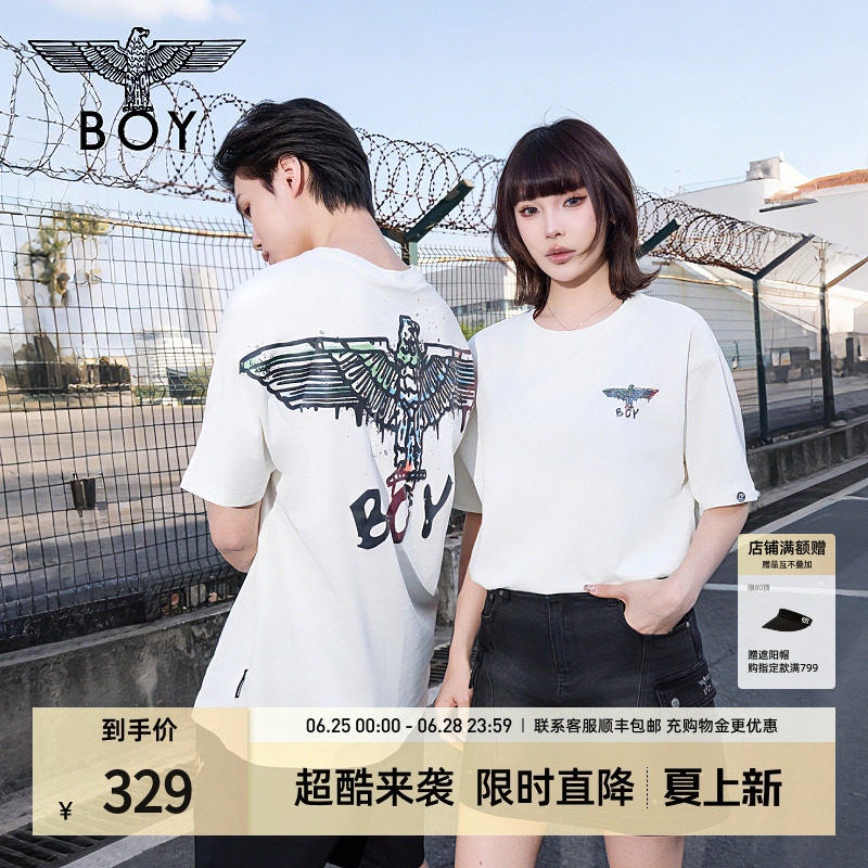 【艺术家涂鸦】BOYLONDON夏男女同款高街潮牌针织短袖T恤N