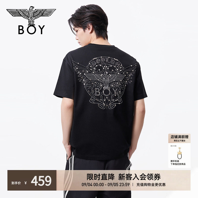 【百乐舞厅】BOYLONDON夏季情侣款烫钻时尚潮牌短袖T恤上衣N01181