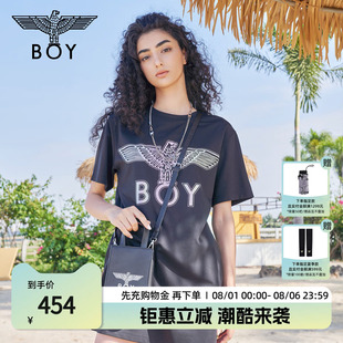印花烫钻宽松休闲百搭连衣裙W17001 极光恋人 BOYLONDON夏季