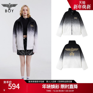 情侣款 BOYLONDON春季 渐变仿羊羔毛保暖外套N23026 粒子光年