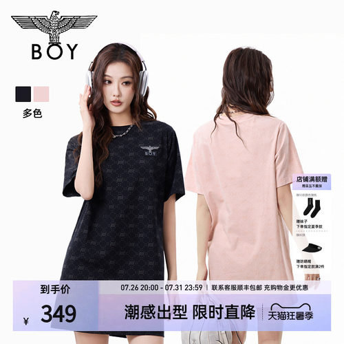 【沁粉佳人】BOYLONDON夏季女款T恤裙满印潮牌直筒连衣裙W17906