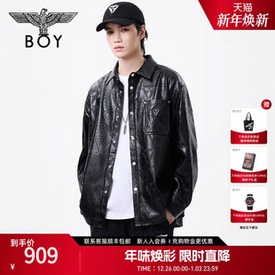 重回1976 复古PU皮衬衫 BOYLONDON25新款 情侣款 外套N44002 春季