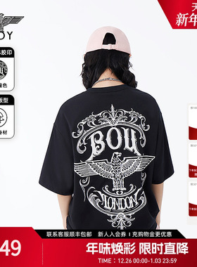 【都铎王朝】BOYLONDON春夏情侣款T恤老鹰印花短袖N01030
