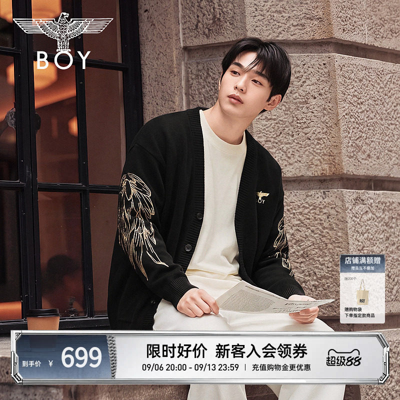 【天使之翼】BOYLONDON秋季刺绣针织开衫男女同款休闲外套N64900图片