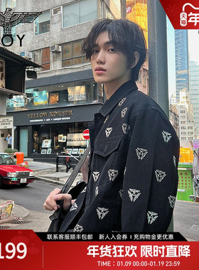 【溯造真我】BOYLONDON春情侣朋克外套烫钻三鹰标牛仔外套N50003