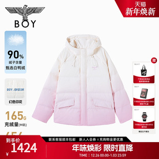 印花男女同款 羽绒服渐变色外套连帽时尚 N28909 短款 BOYLONDON冬季