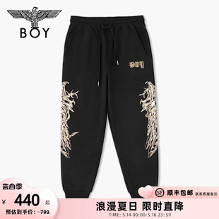 BOYLONDON秋冬男女同款 N15002 烫金翅膀休闲运动潮牌百搭卫裤 长裤