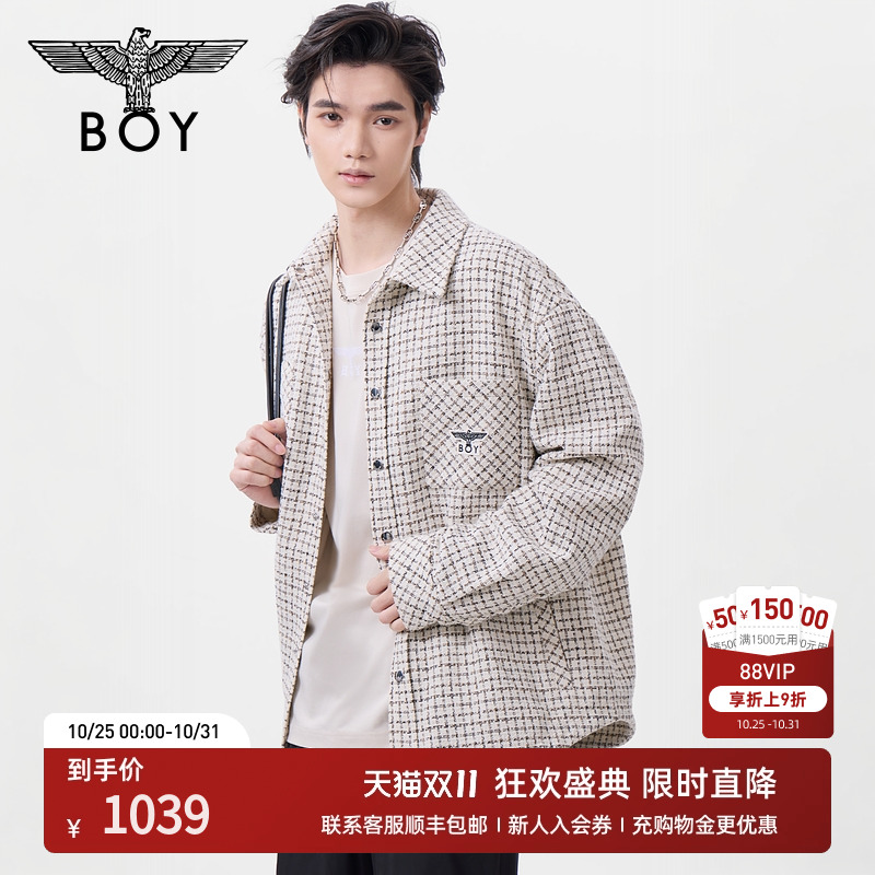 BOYLONDON25新款秋冬情侣款小香风复古朋克梭织长袖衬衫N21011