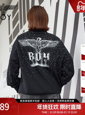 【满天星】BOYLONDON潮牌烫钻圆领长袖卫衣春季男女同款N03902