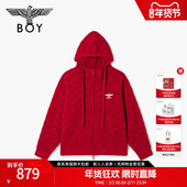 外套N64909 新款 浮梅映日 BOYLONDON新春红仿貂毛连帽毛衣开衫