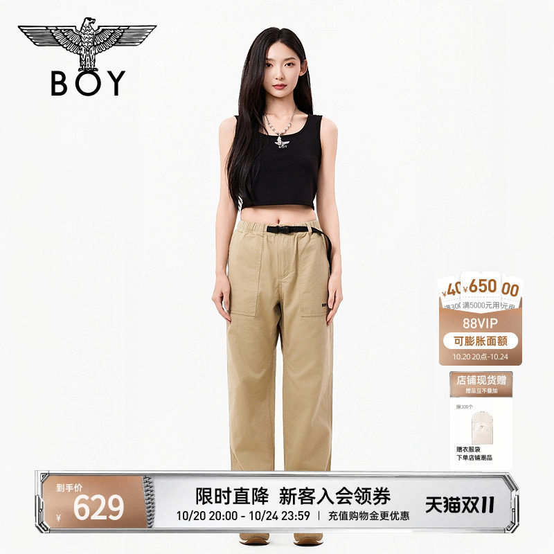 BOYLONDON个性街头风男女同款工装裤26秋冬长裤N34902
