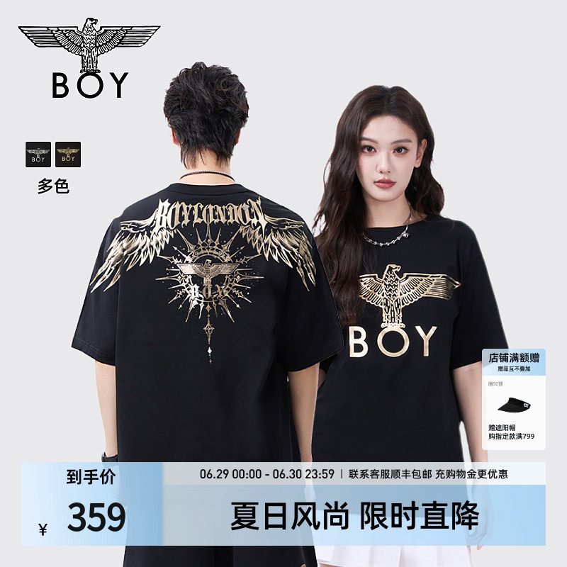 【暗黑罗盘】BOYLONDON夏情侣款短袖权杖印花炸街潮牌T恤N