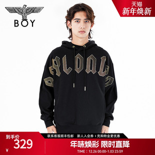 复活节主题植绒烫金黑色连帽卫衣N04011 长袖 BOYLONDON春季 情侣款