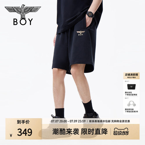 BOYLONDON夏季男女同款烫金潮牌休闲舒适短裤N13008