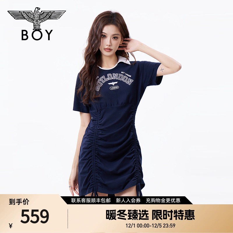 BOYLONDON夏季女款POLO印花修身显瘦休闲潮牌连衣裙W17902