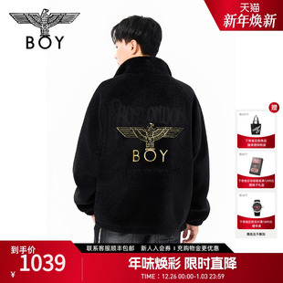 情侣上衣N23070 BOYLONDON仿羊羔绒外套2025年冬新款 粉绒云朵