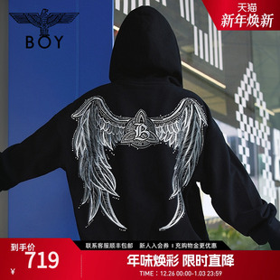 连帽开衫 BOYLONDON春季 长袖 潮牌绣花时尚 卫衣外套N06018 男女同款