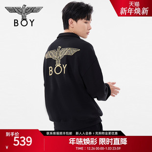 简约潮牌刺绣时尚 长袖 半拉链立领卫衣N03070 情侣款 BOYLONDON春季