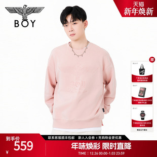 卫衣N03804 粉色简约刺绣休闲潮牌圆领长袖 BOYLONDON25春季 情侣款