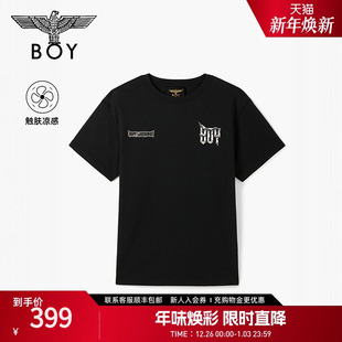 印花黑色潮流凉感休闲短袖 男女同款 T恤N01087 夏季 BOYLONDON25新款