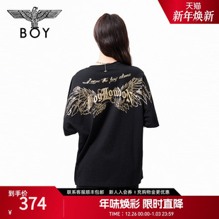 BOYLONDON春夏情侣款 T恤N01811 宽松烫金潮流休闲短袖