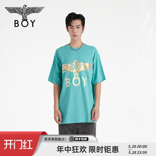 情侣款 BOYLONDON短袖 夏新水彩LOGO印花时尚 薄荷曼波 T恤N01049