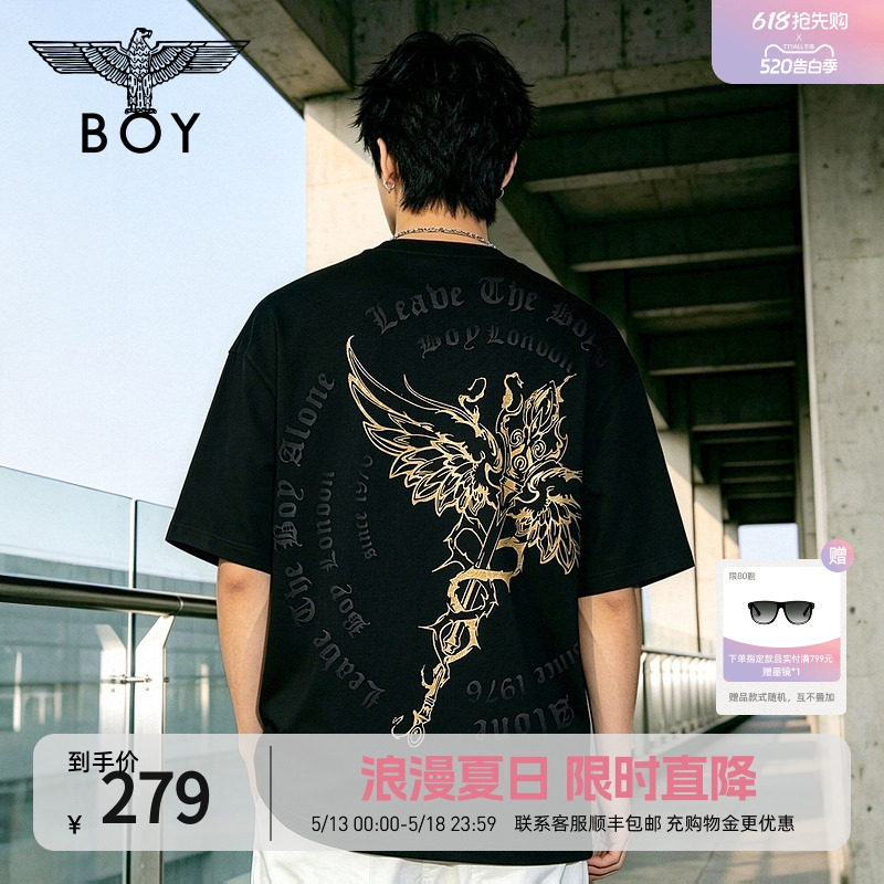 【权杖金影】BOYLONDON夏季男女烫金时尚高街潮牌短袖T恤N