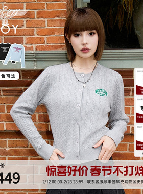 【斯莱学院】BOYLONDON针织柔软开衫外套修身女春秋毛衣W64908