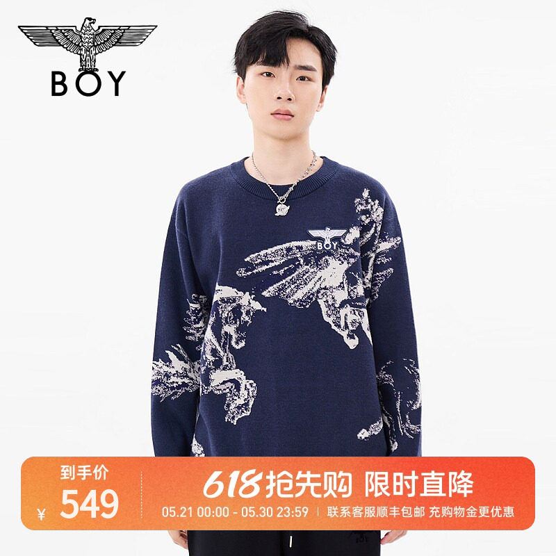 【战马奔腾】BOYLONDON春季情侣款长袖圆领毛衣针织衫N60