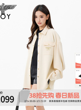 BOYLONDON时尚米白华夫格简约衬衫2026春季新款男女外套N21007