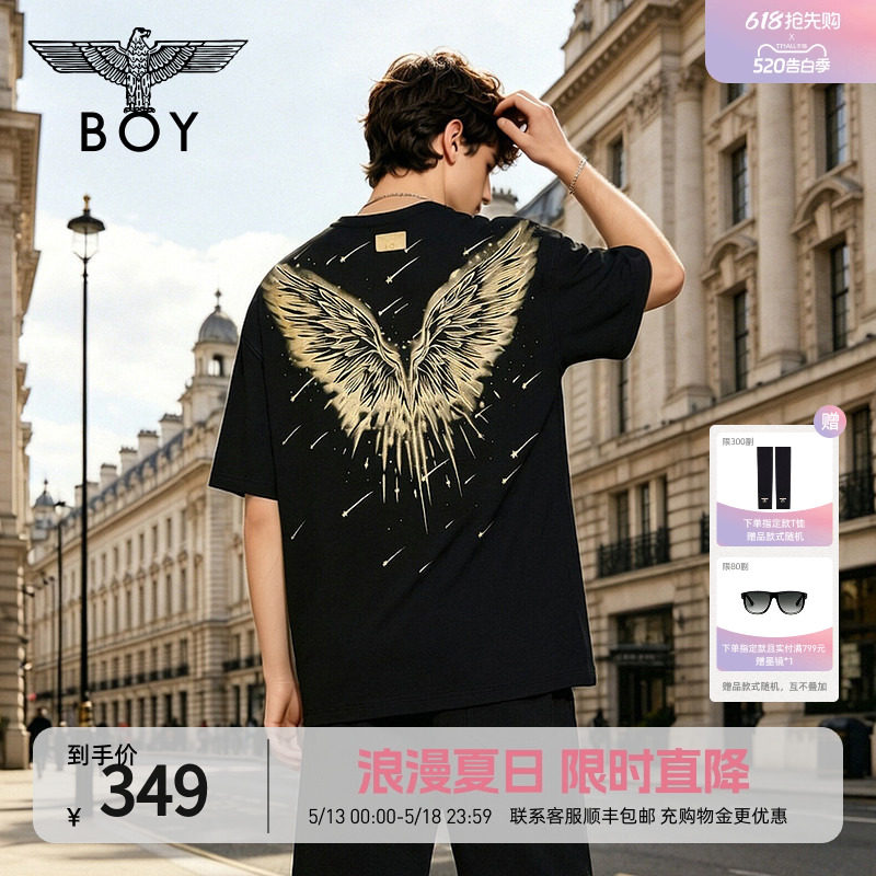 【流星】BOYLONDON金色流星短袖男女夏季新款潮牌圆领T恤N