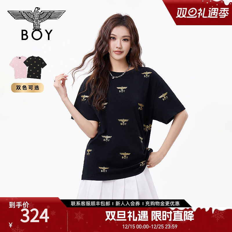 BOYLONDON春夏男女同款简约印花潮牌休闲圆领短袖T恤N01903