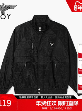 BOYLONDON时尚复古潮流春季情侣款朋克休闲提花夹克外套N23030