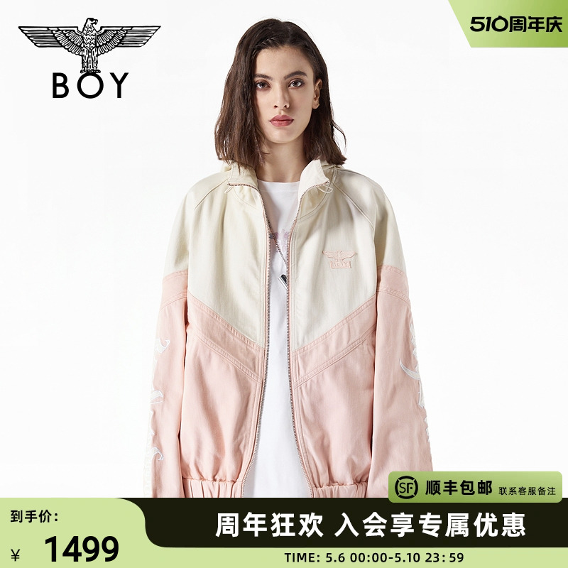 BOYLONDON潮牌短外套男女同款拼接休闲运动减龄连帽夹克春N50901