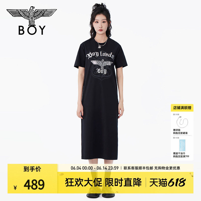 boylondon24黑色印花连衣裙