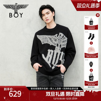 【水墨之影】BOYLONDON冬季男女针织毛衣套头保暖宽松上衣N60038