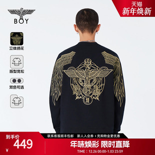 潮牌休闲圆领卫衣长袖 男女同款 BOYLONDON春季 N03953 荣耀之翼