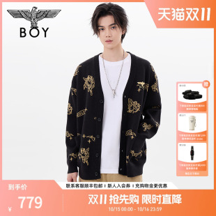V领针织毛衣开衫 潮牌外套情侣款 BOYLONDON秋季 N64800 爱神降临